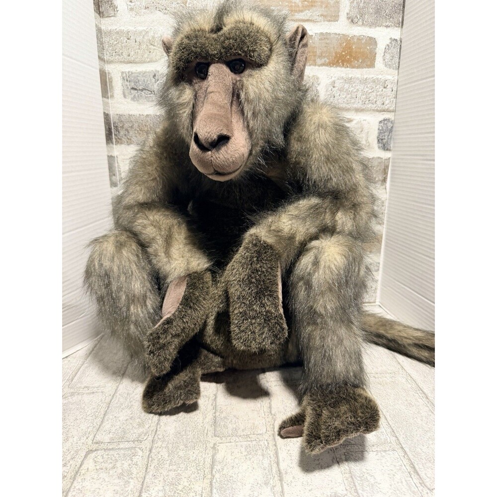 Large 18” E&J Prima Sitting Plush Baboon Stuffed Monkey Life Size Realistic HTF